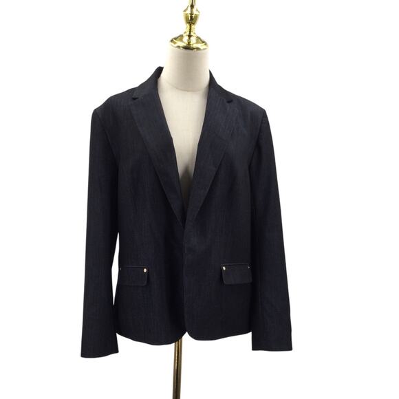 ANNE KLEIN SZ L dark gray career professional blazer jacket 0B14 - Picture 1 of 7